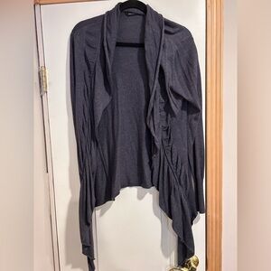 Daisy Fuentes Womens Navy Ruffled Waterfall Open Front Cardigan Sweater M